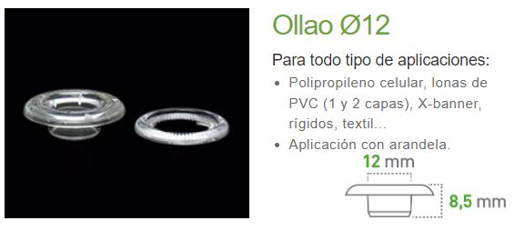 OLLAOS TERMICOS 12 MM (1000 UDS) TRANSPARENTES POP12I000