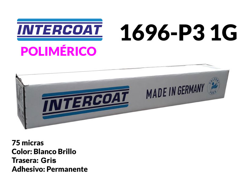 PVC INTERCOAT POLIMERICO 1696 BL/BR 1,600X50 75 MIC. PERM H14 P31G TRASERA GRIS